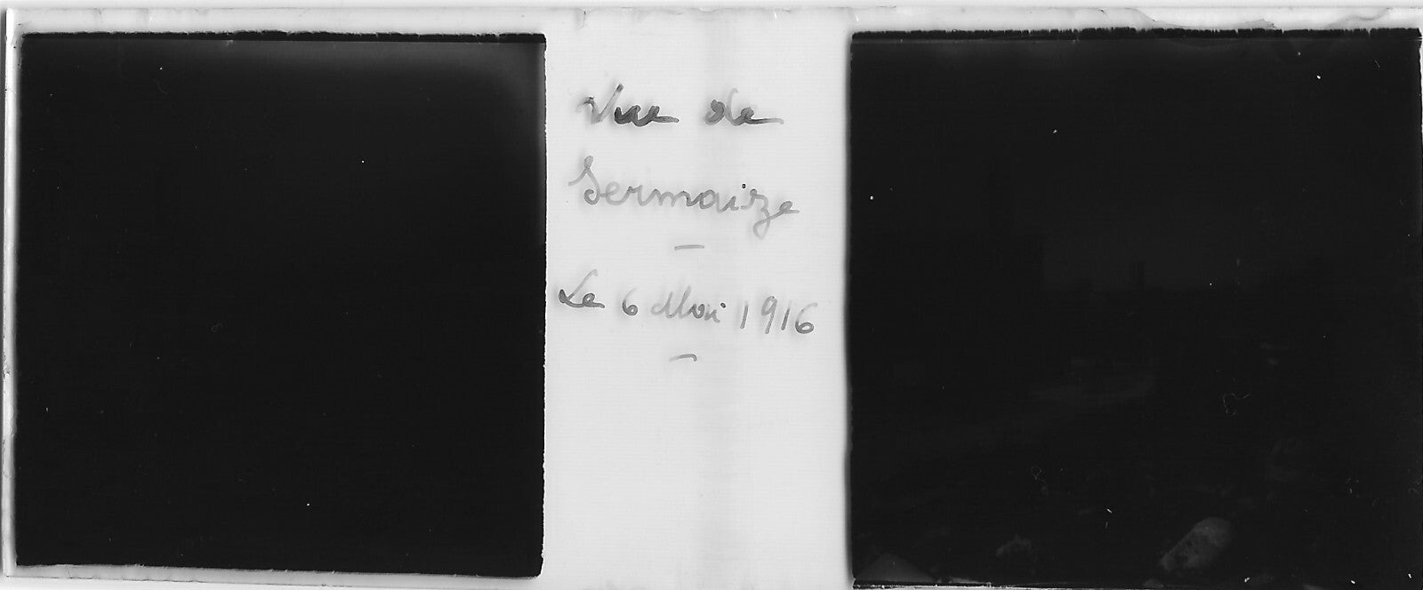 Guerre, Sermaize, Plaque verre photo stéréo, positif noir & blanc 4,5x10,7 cm