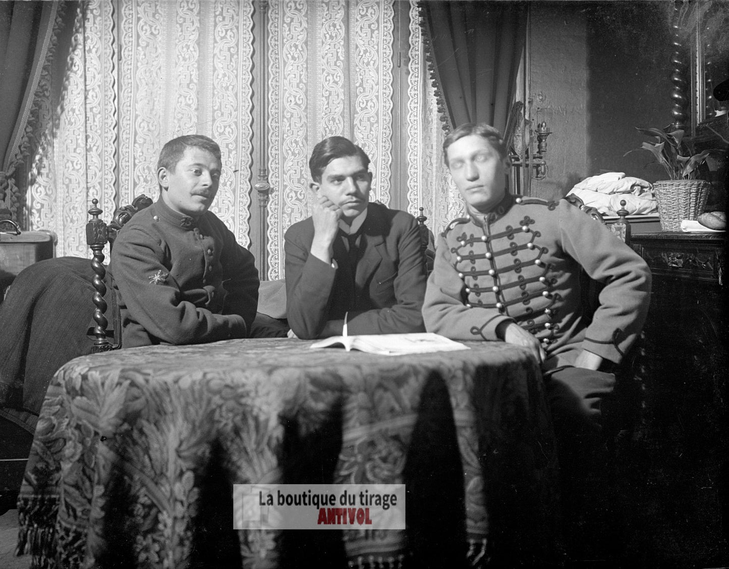 Hommes, militaires, soldats, plaque verre, photo ancienne, négatif 9x12 cm