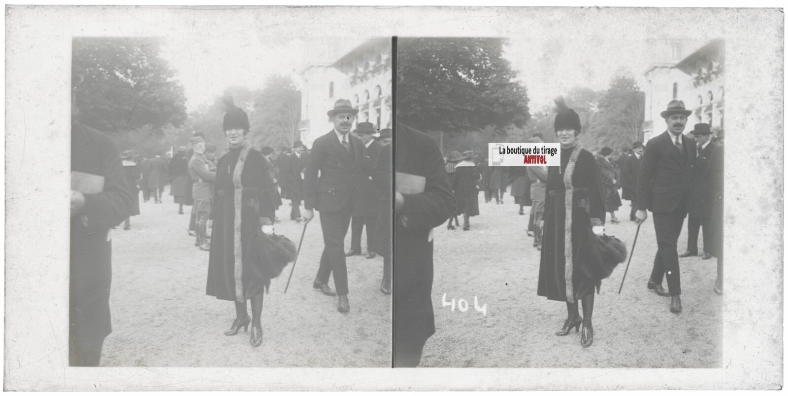 Hippodrome de Longchamp, Paris, plaque verre stéréoscopique, positif 8,5x17 cm