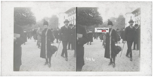 Hippodrome de Longchamp, Paris, plaque verre stéréoscopique, positif 8,5x17 cm