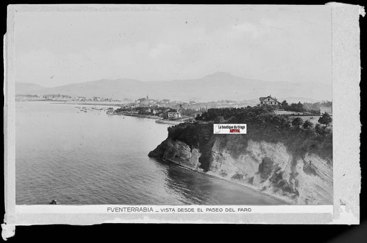 Plaque verre photo vintage négatif noir & blanc 9x14 cm Fuenterrabia 0914035