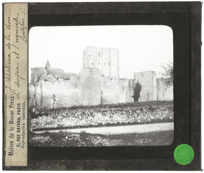 Château de Loches, Donjon, photo ancienne plaque de verre, positif 8,5x10 cm