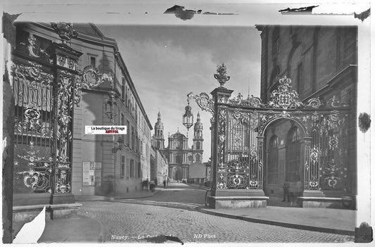 Nancy, cathédrale, Plaque verre photo ancienne, positif noir & blanc 13x21 cm