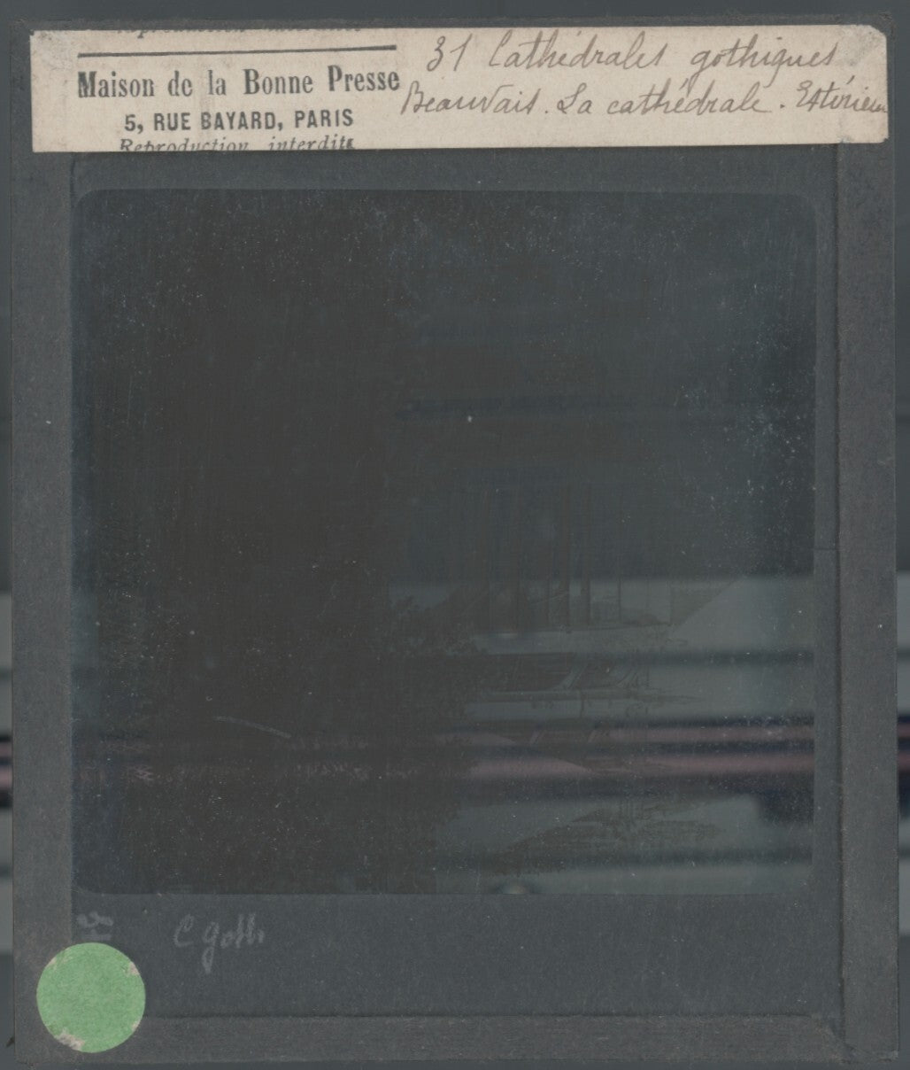 Cathédrale Saint-Pierre Beauvais, photo plaque verre, positif 8,5x10 cm