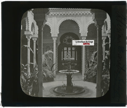 Alhambra de Grenade, photo plaque verre, noir & blanc, positif 8,5x10 cm
