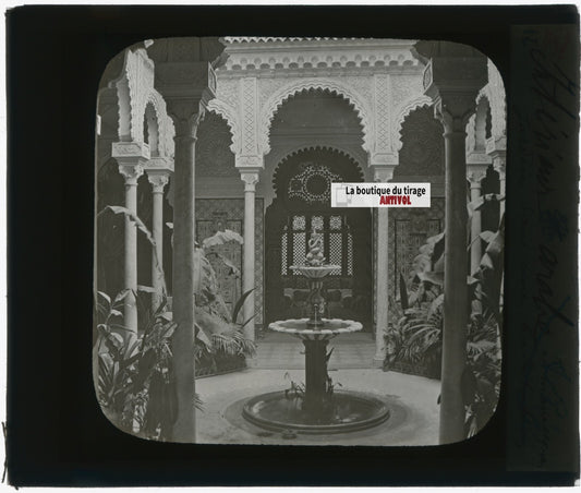 Alhambra de Grenade, photo plaque verre, noir & blanc, positif 8,5x10 cm