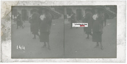 Jour de course, Longchamp, Paris, plaque verre stéréoscopique, positif 8,5x17 cm