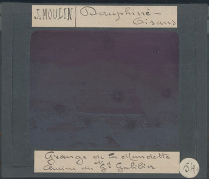 Grange de la Mandette, photo J. Moulin, plaque verre, couleur, 8,5x10 cm