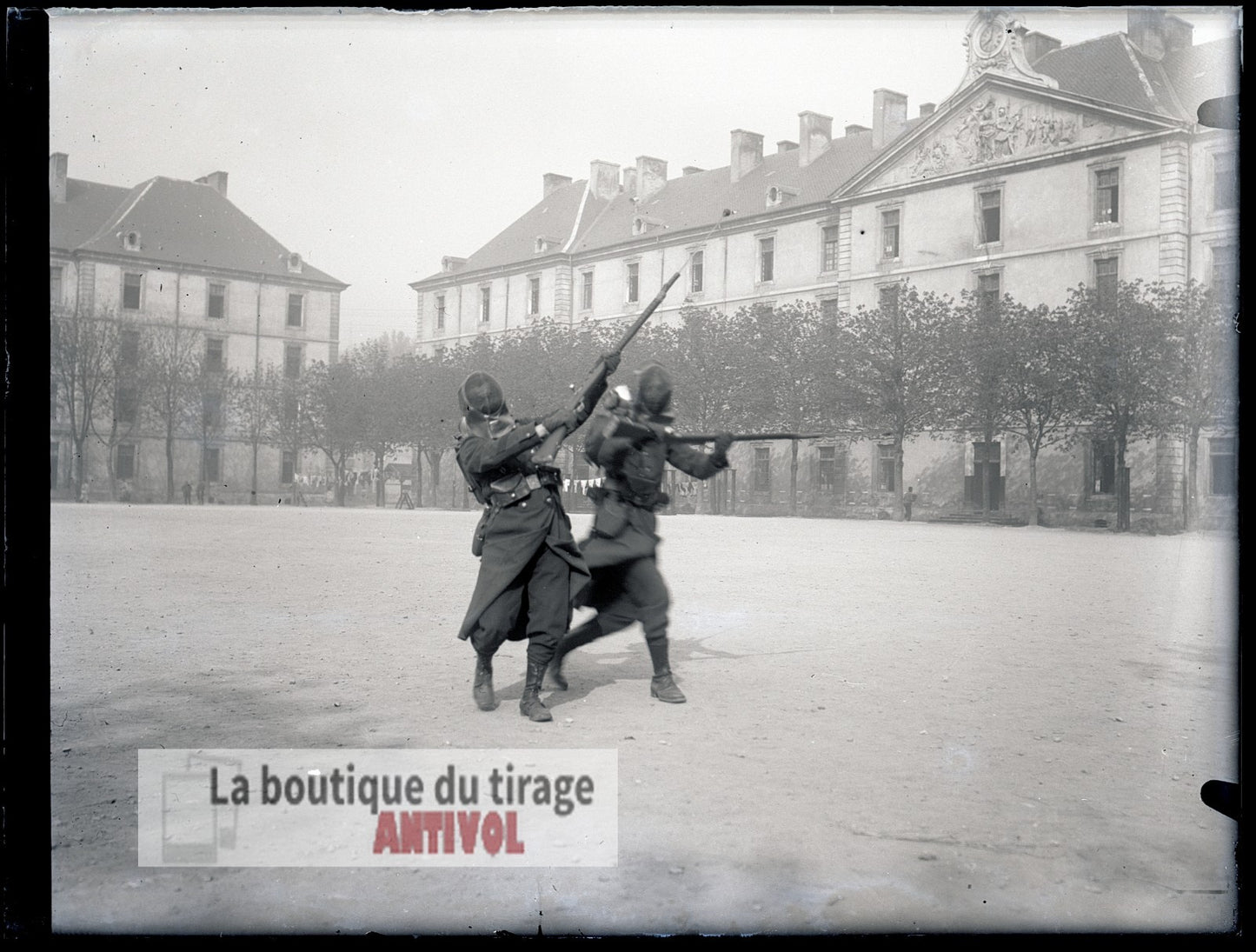 Caserne Thiry, Nancy, WW1, plaque verre, photo ancienne, négatif 9x12 cm