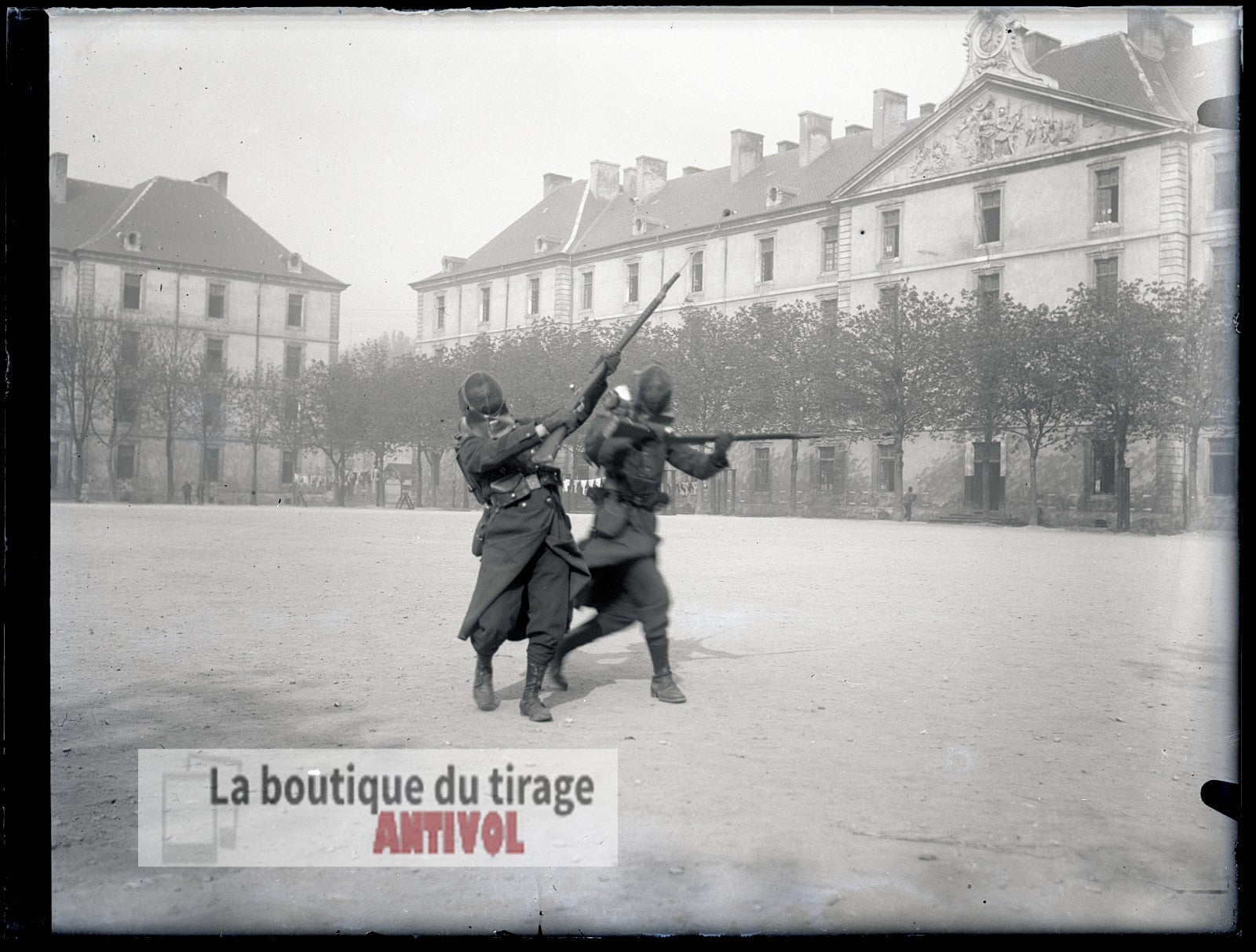 Caserne Thiry, Nancy, WW1, plaque verre, photo ancienne, négatif 9x12 cm
