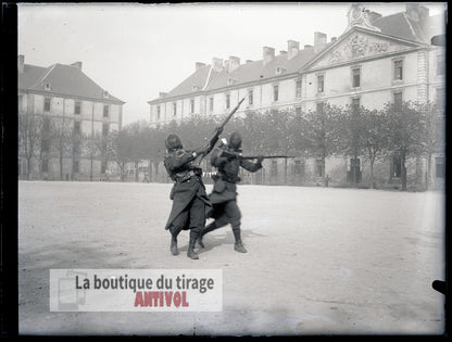 Caserne Thiry, Nancy, WW1, plaque verre, photo ancienne, négatif 9x12 cm