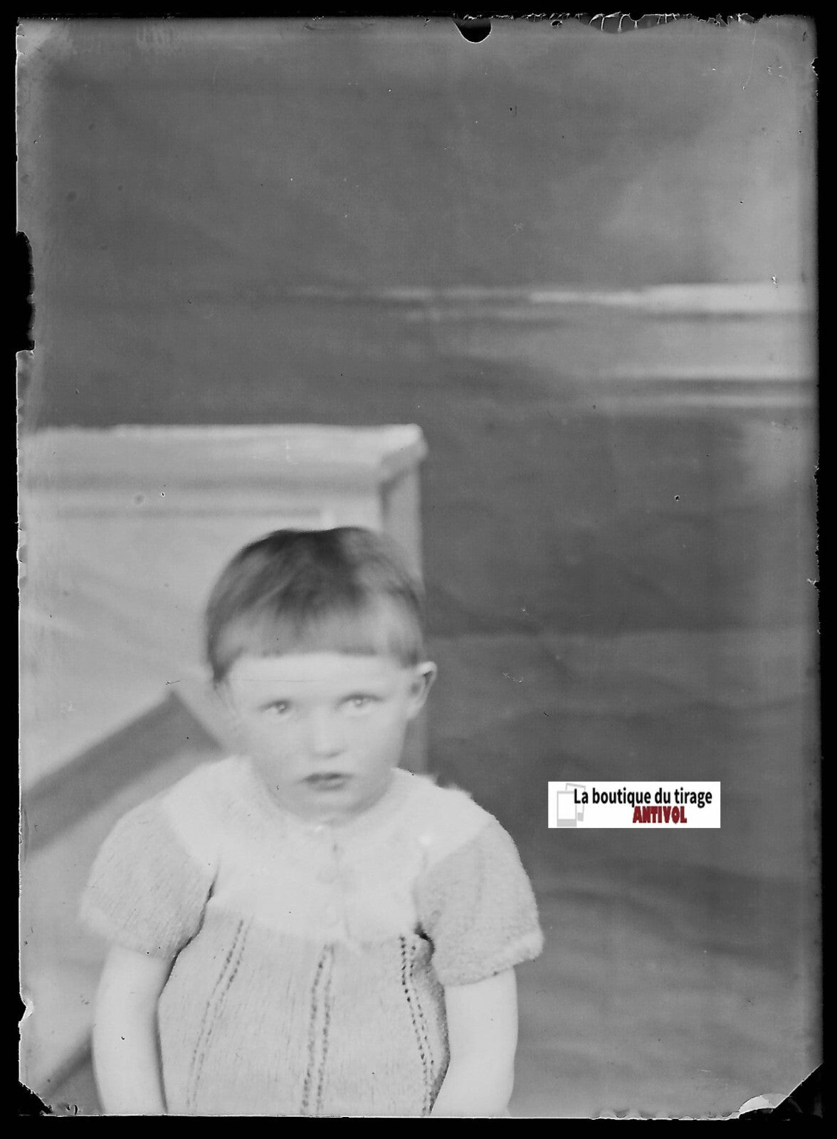 Portrait jeune garçon, Plaque verre photo, négatif ancien noir & blanc 6x9 cm