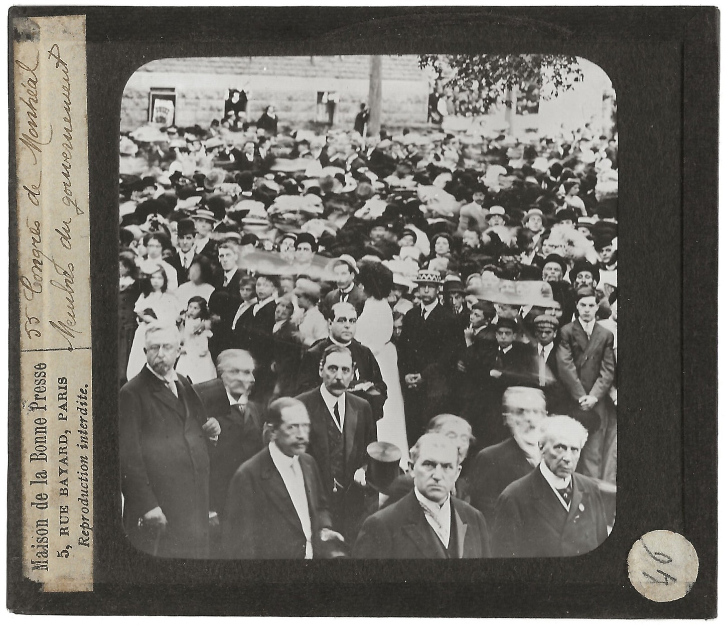 Membres gouvernement, Congrès Montréal, photo plaque de verre, positif 8,5x10 cm