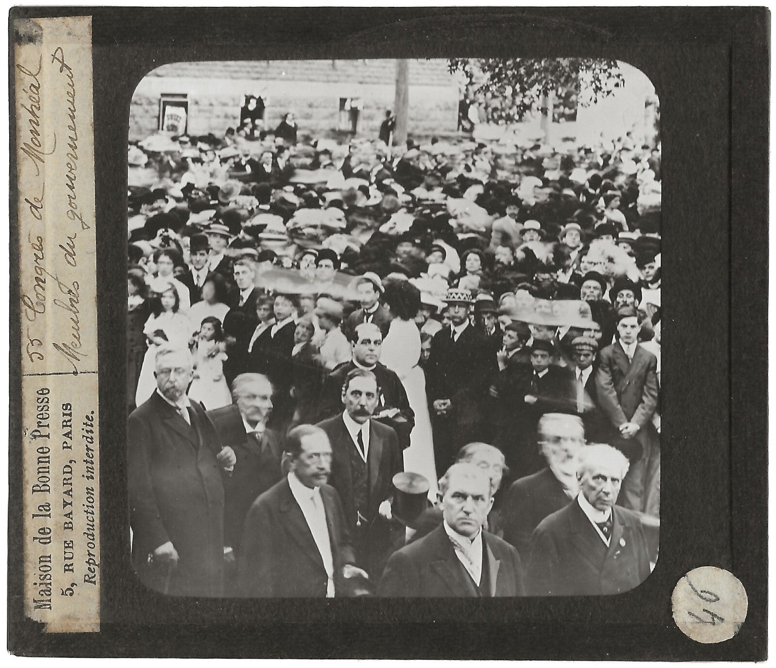 Membres gouvernement, Congrès Montréal, photo plaque de verre, positif 8,5x10 cm