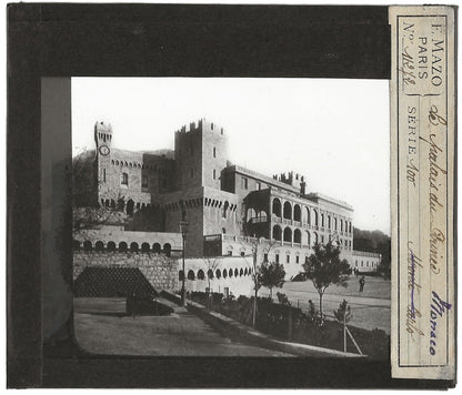 Palais Princier Monaco, photo ancienne plaque de verre, positif 8,5x10 cm