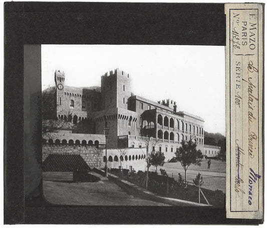 Palais Princier Monaco, photo ancienne plaque de verre, positif 8,5x10 cm