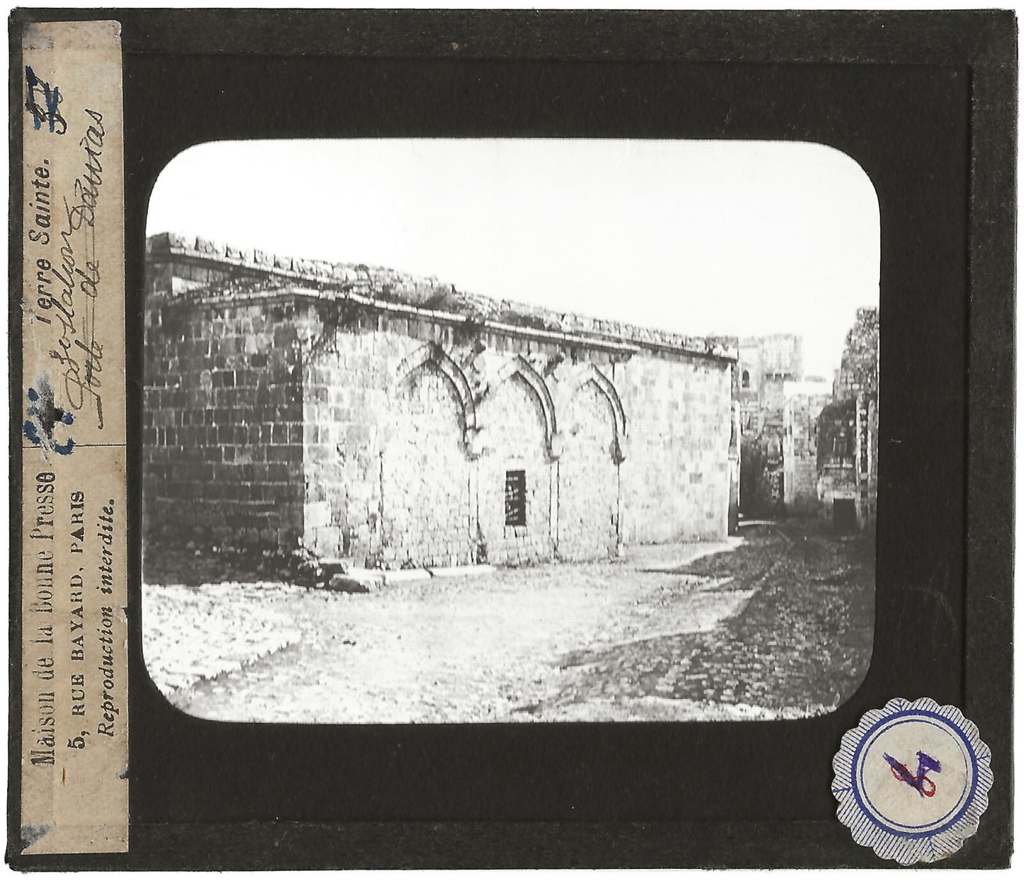 Via Dolorosa Jérusalem, photo ancienne plaque de verre, positif 8,5x10 cm