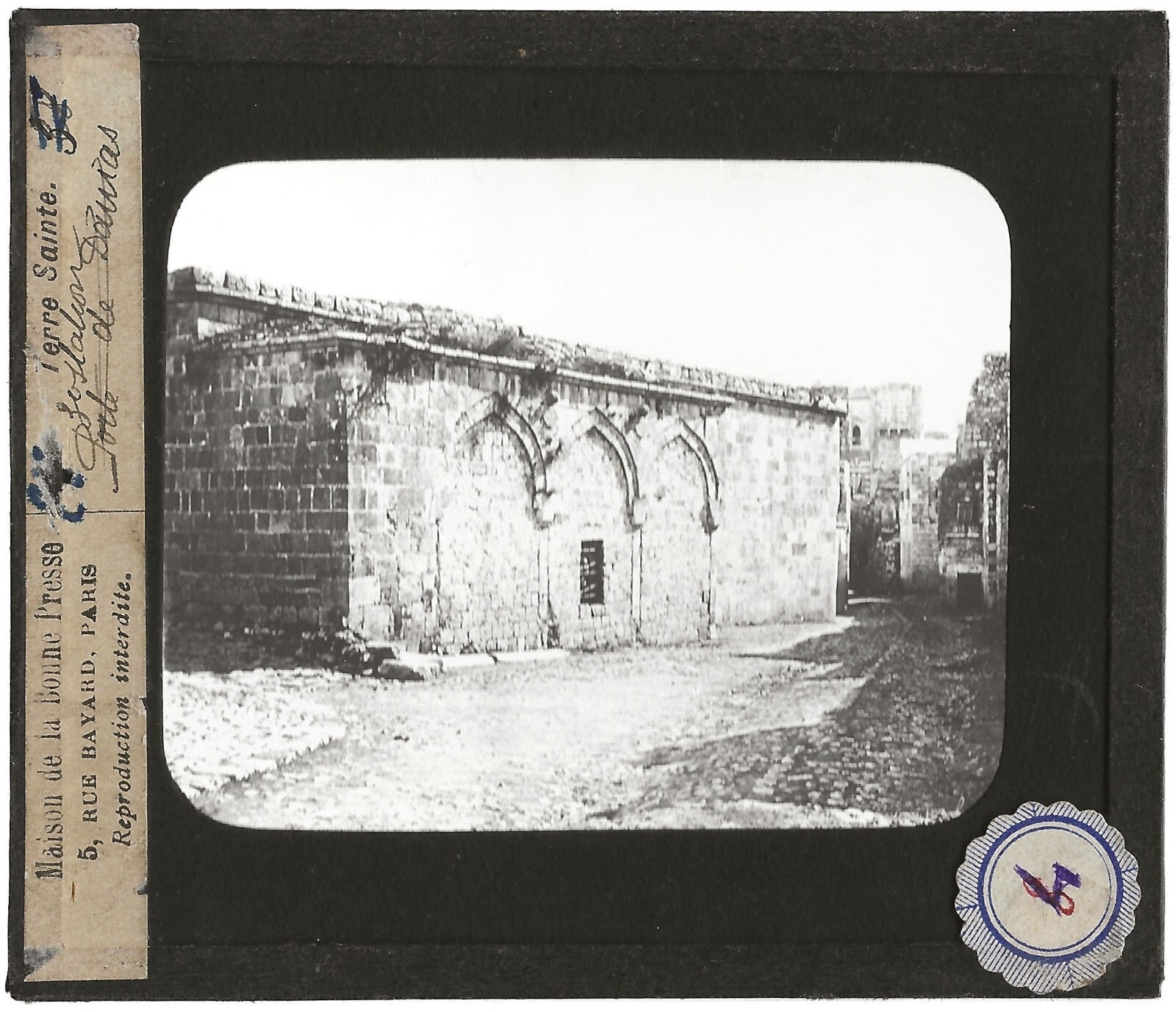 Via Dolorosa Jérusalem, photo ancienne plaque de verre, positif 8,5x10 cm