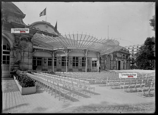 Plaque verre photo ancienne négatif noir et blanc 13x18 cm casino de Vichy