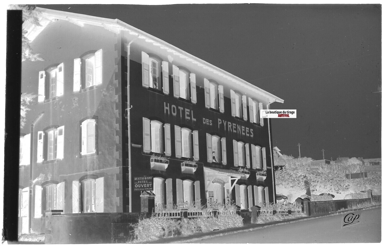 Bidart, hôtel des Pyrénées, Plaque verre photo, négatif noir & blanc 9x14 cm