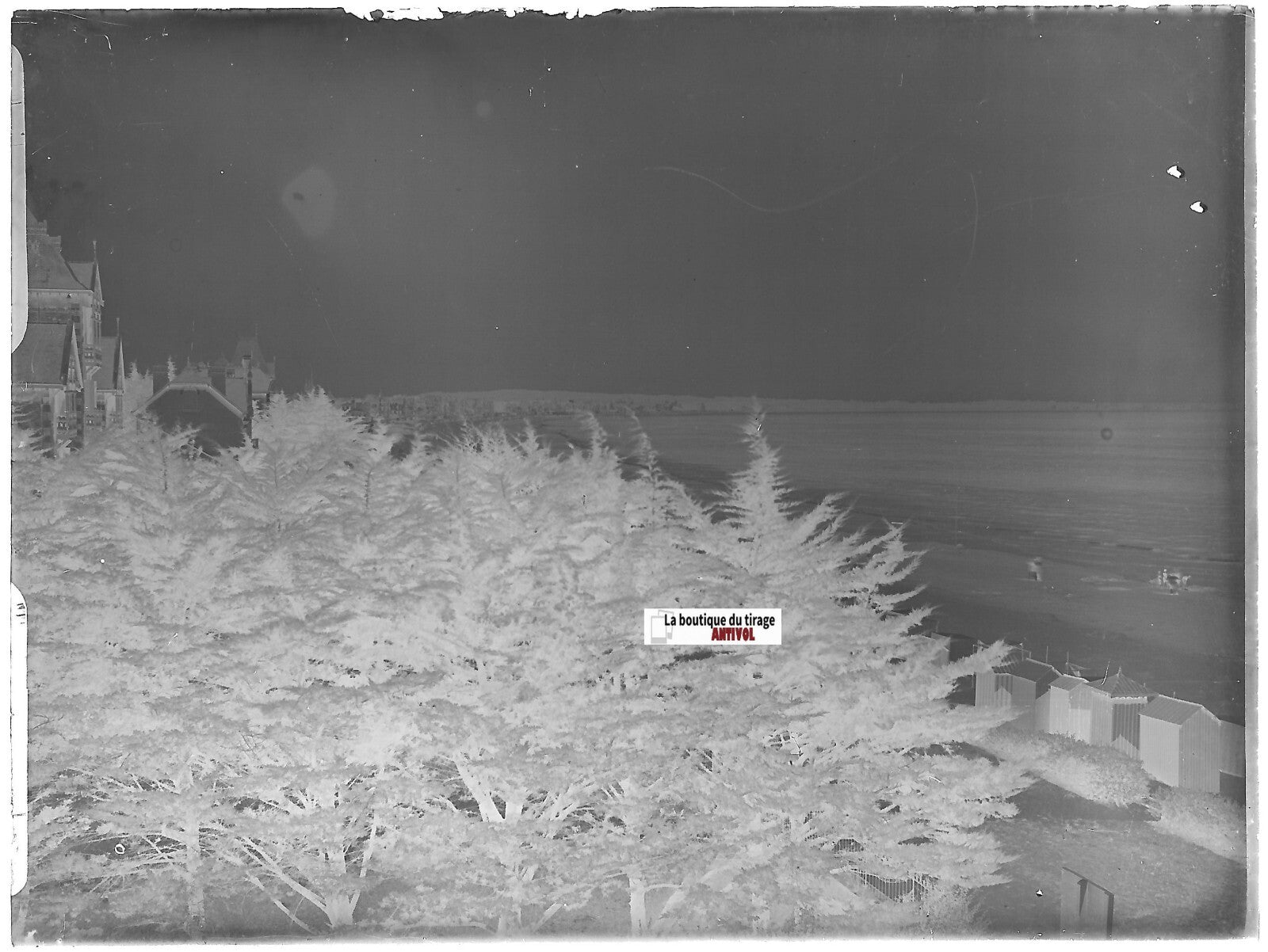 Vers La Baule-Escoublac, Plaque verre photo, négatif noir & blanc 9x12 cm