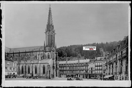 Plaque verre photo, négatif noir & blanc 9x14 cm, Plombières-les-Bains, Vosges