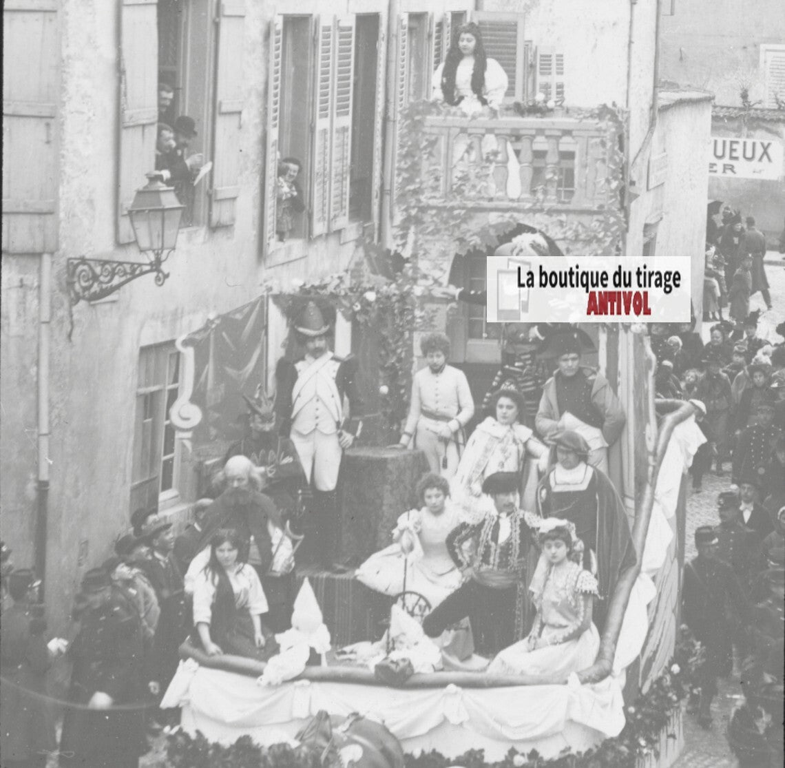 Carnaval, fête, France, photo ancienne plaque verre, positif 8,5x10 cm