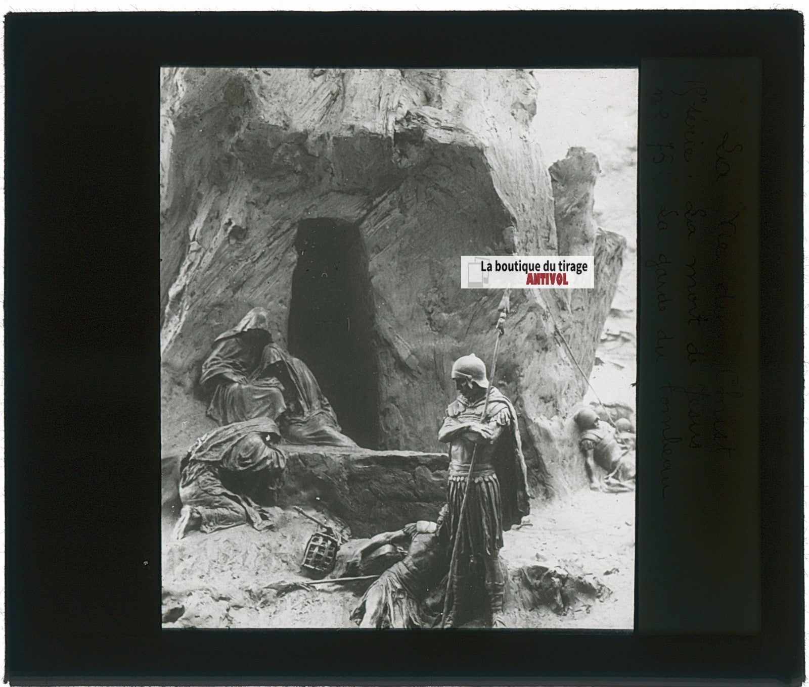 La Garde du Tombeau, photo ancienne plaque verre, noir & blanc, 8,5x10 cm