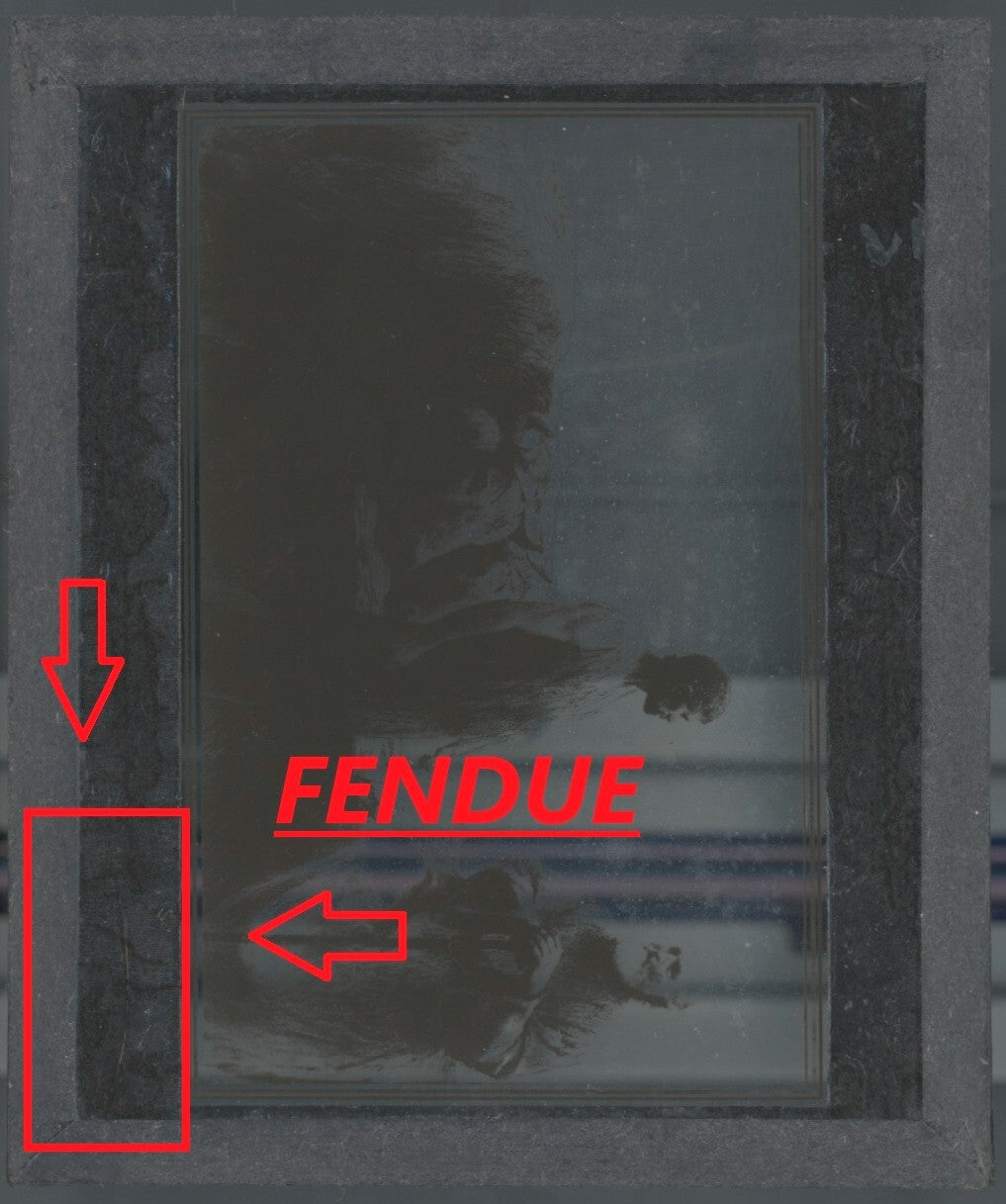 Luc, scène religieuse, dessin peinture plaque de verre, positif 8,5x10 cm