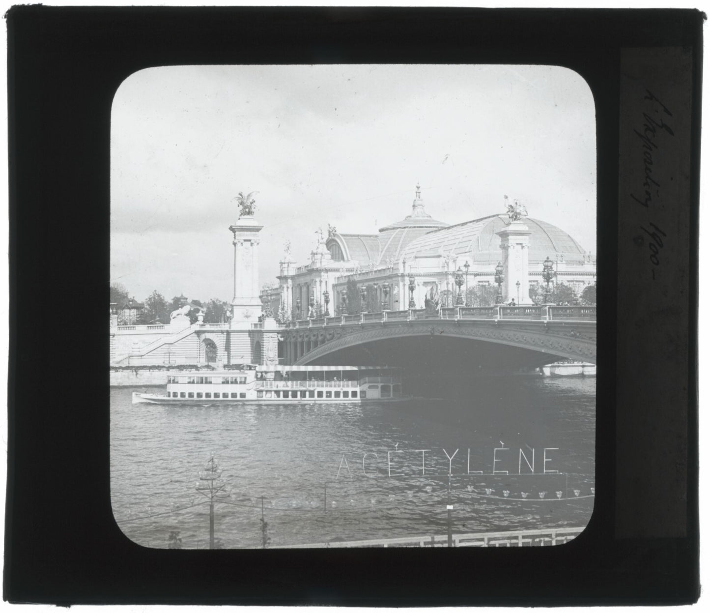 Pont Alexandre III, Paris, 1900, photo ancienne plaque verre, positif 8,5x10 cm