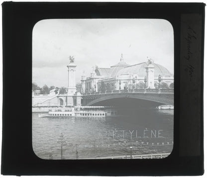 Pont Alexandre III, Paris, 1900, photo ancienne plaque verre, positif 8,5x10 cm