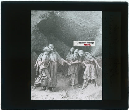 Le Baiser de Judas, photo plaque verre, noir & blanc, positif 8,5x10 cm