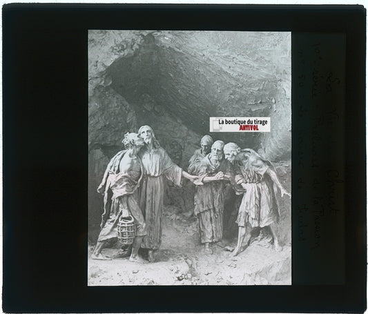 Le Baiser de Judas, photo plaque verre, noir & blanc, positif 8,5x10 cm