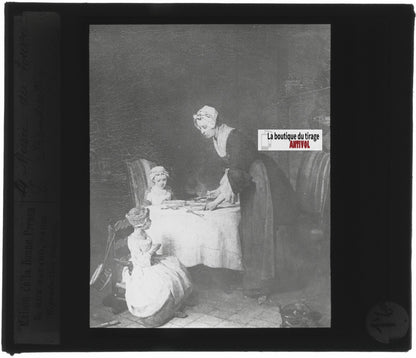 le Bénédicité, Musée du Louvre, ancienne plaque de verre, positif 8,5x10 cm