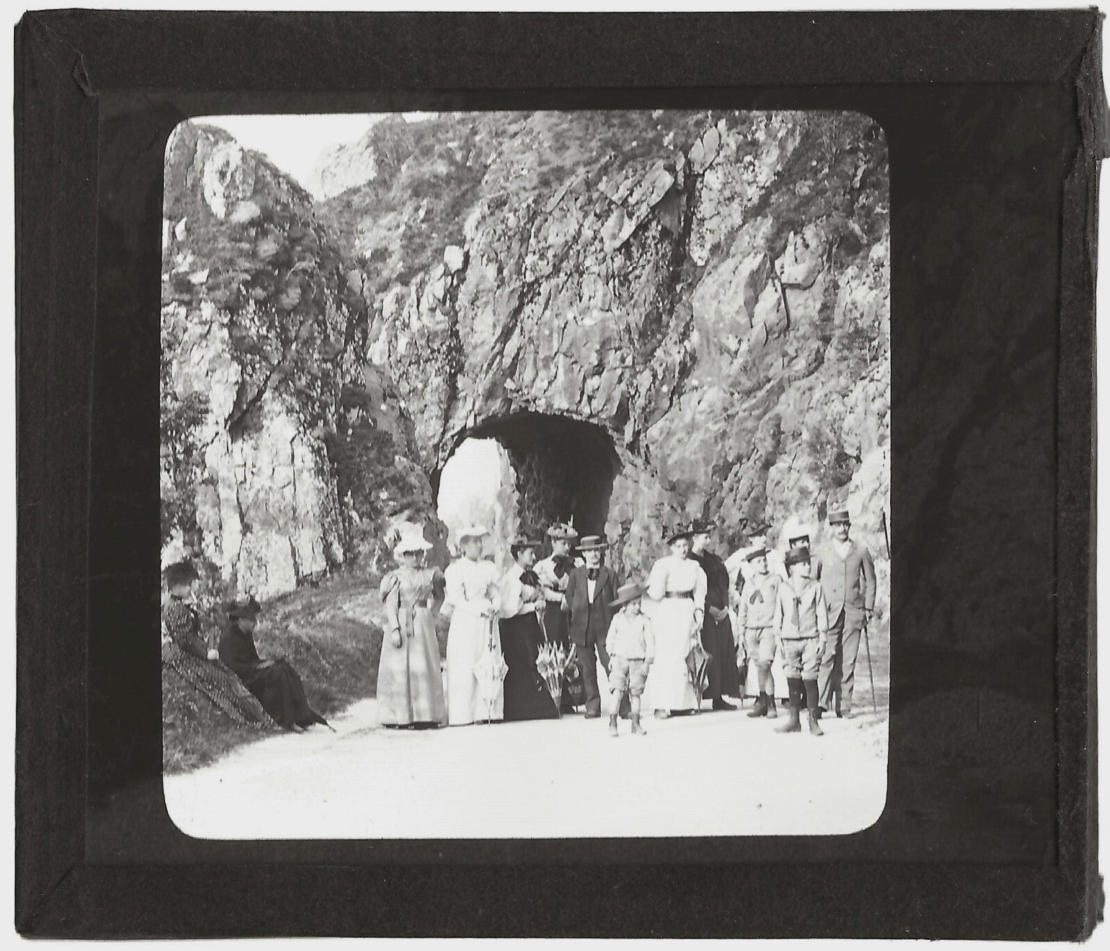 Col de la Schlucht, tunnel, photo ancienne plaque de verre, positif 8,5x10 cm