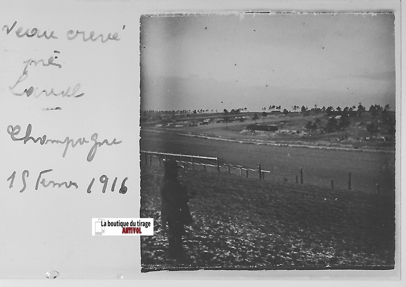 Veau Crevé, Laval, Plaque verre stéréo, positif ancien noir & blanc 4,5x10,7 cm