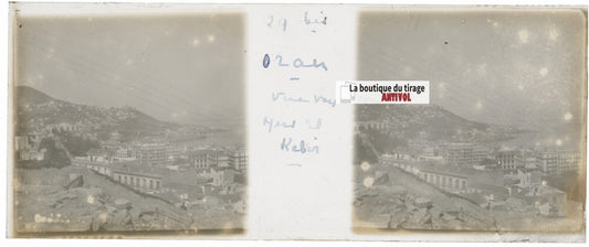 Oran, Algérie, Plaque verre stéréoscopie, positif noir & blanc 4,5x10,7 cm