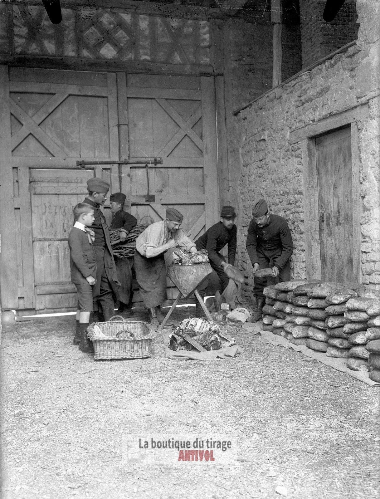 Mailly, camp la Grand'Halte, plaque verre, photo ancienne, négatif 9x12 cm