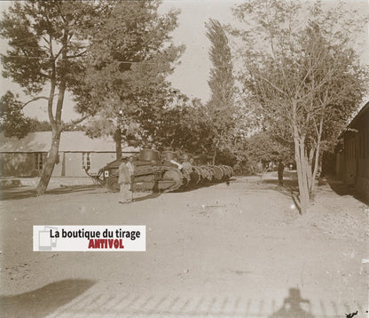 Chars Renault FT, Algérie, plaque verre, photo stéréoscopie, N&B 6x13 cm