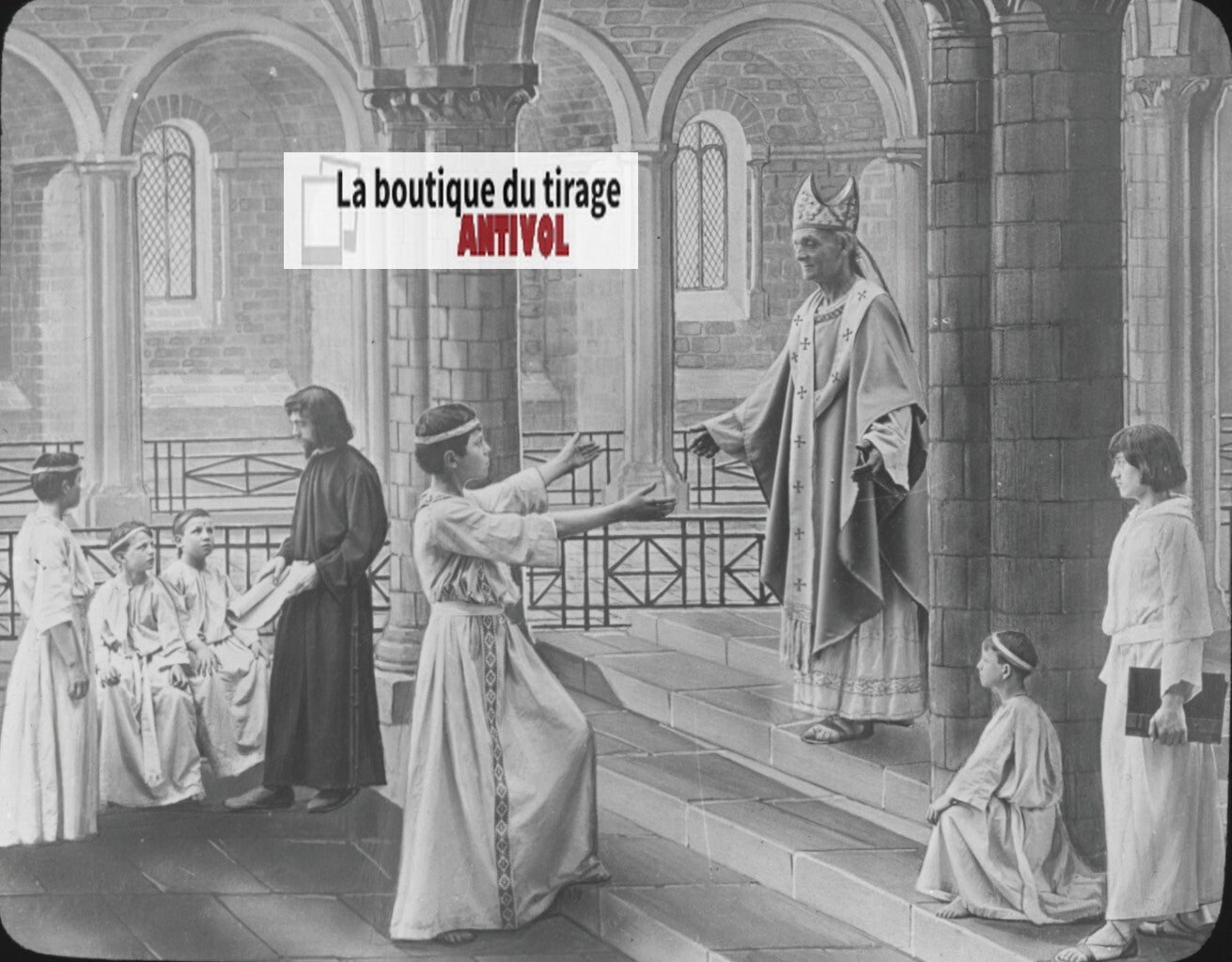 Saint-Martin, photo ancienne plaque verre, noir et blanc, positif 8,5x10 cm