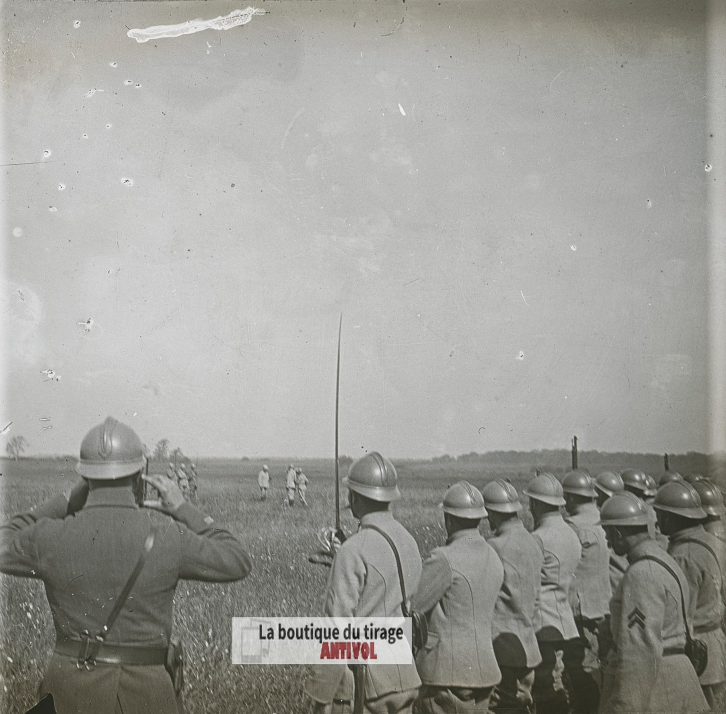Troupe française, guerre WW1, plaque verre photo ancienne stéréo 6x13 cm