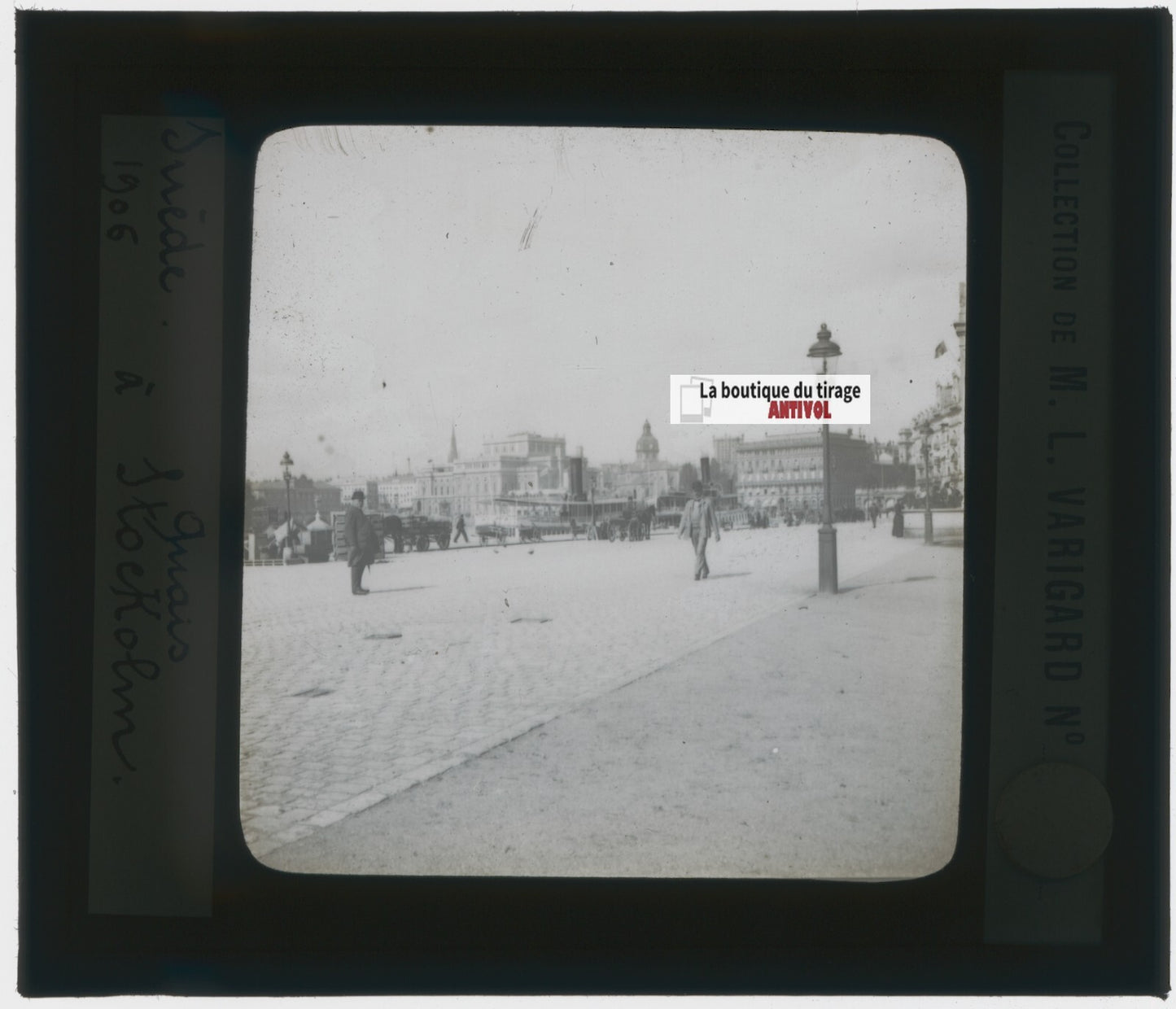 Stockholm, Suède, photo plaque de verre, noir & blanc, positif 8,5x10 cm