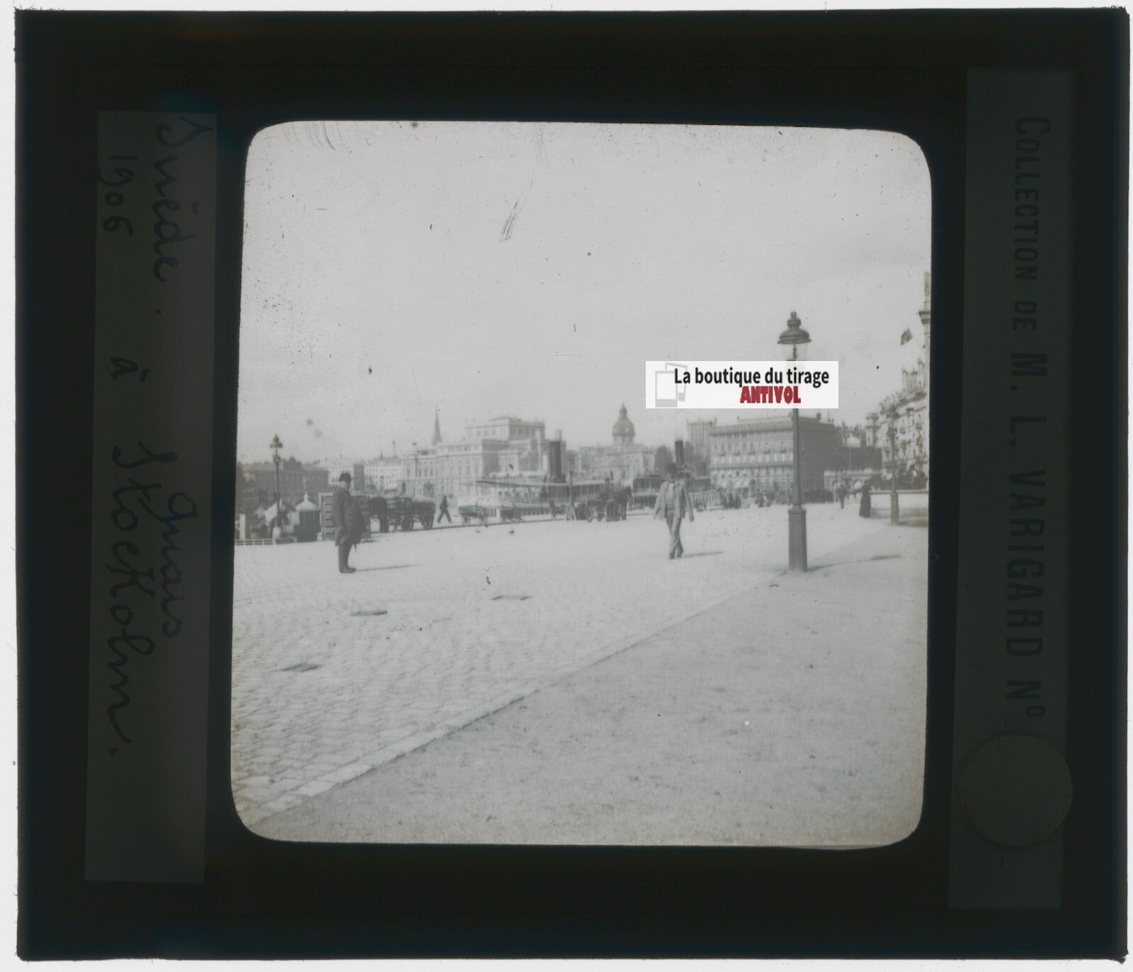 Stockholm, Suède, photo plaque de verre, noir & blanc, positif 8,5x10 cm