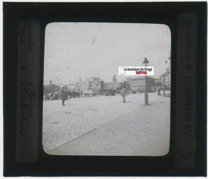 Stockholm, Suède, photo plaque de verre, noir & blanc, positif 8,5x10 cm