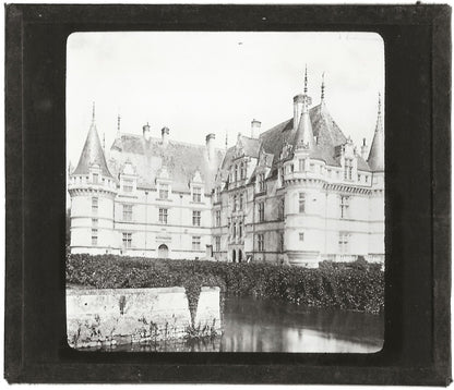 Château d'Azay-le-Rideau, photo ancienne plaque verre, positif 8,5x10 cm