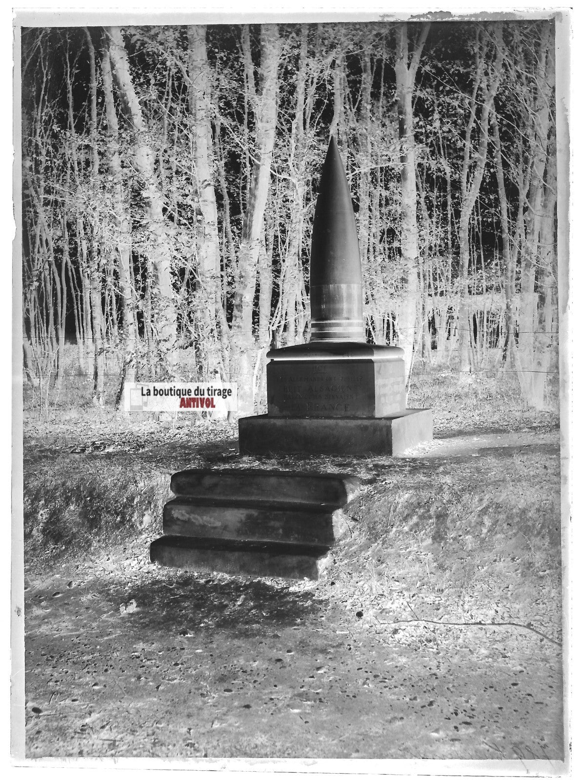 Plaque verre photo ancienne négatif noir et blanc 13x18 cm Rixheim obus France