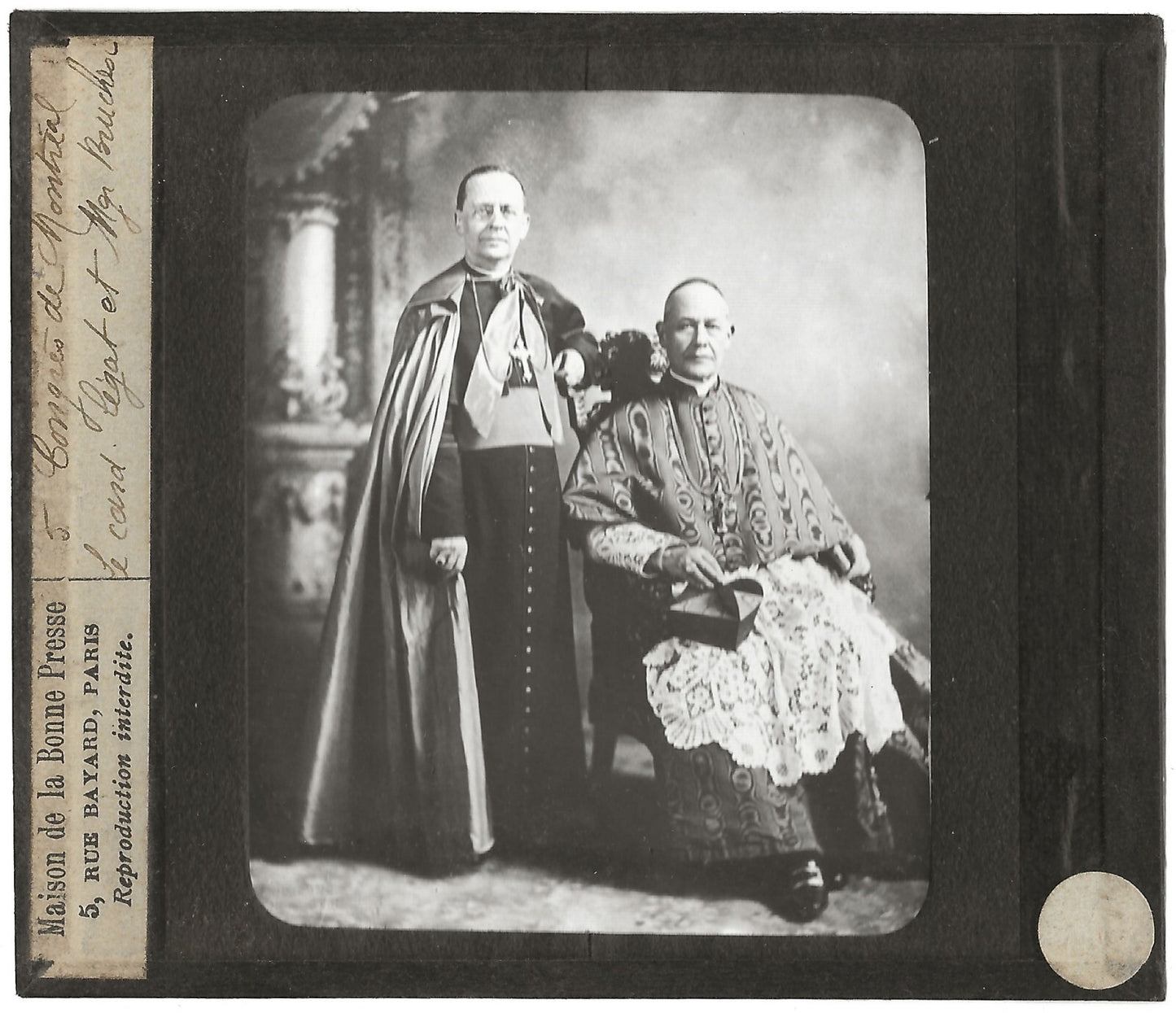 Cardinal Vannutelli et Mgr. Bruchesi, photo plaque de verre, positif 8,5x10 cm