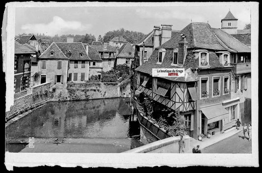 Plaque verre photo ancienne négatif noir & blanc 9x14 cm Salies-de-Béarn