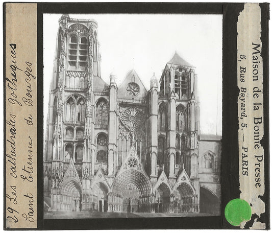 Cathédrale Saint-Étienne de Bourges, photo plaque de verre, positif 8,5x10 cm