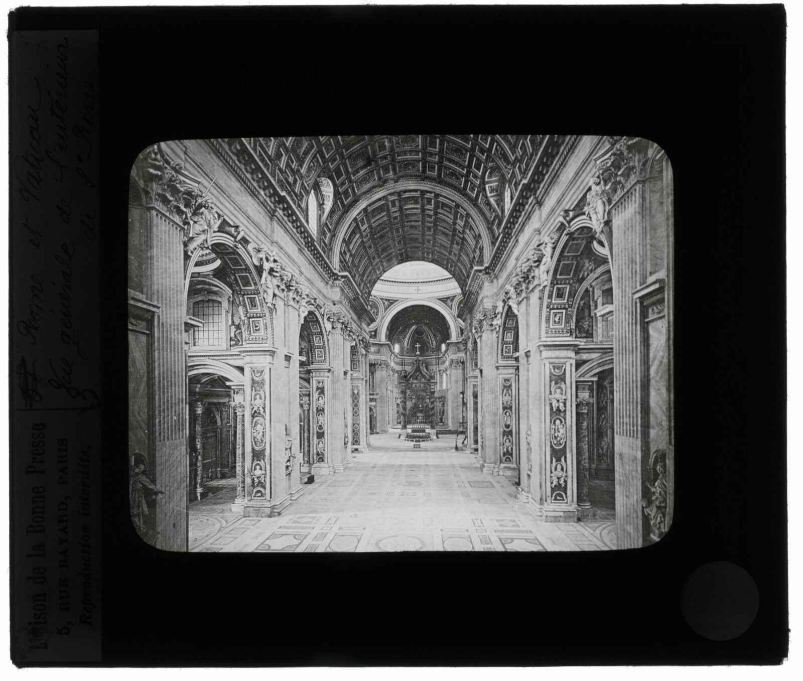 Basilique Saint-Pierre, Rome, photo ancienne plaque verre, positif 8,5x10 cm